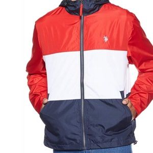 Women’s navy blue, red and white windbreaker 🧥